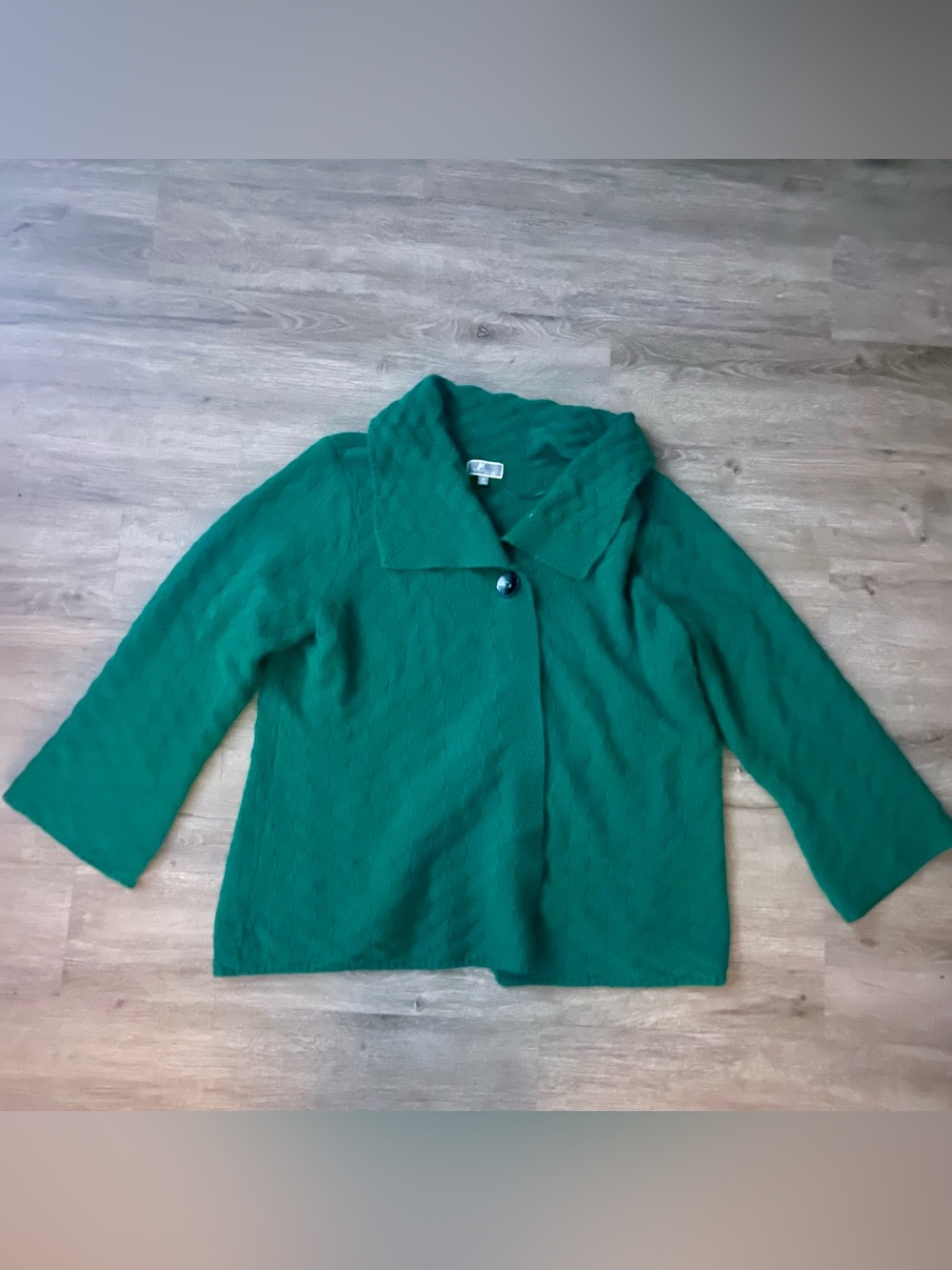 JM Collection Green Textured Knit Single Button Sweater Jacket 3X